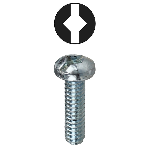1/4"-20 x 1-1/4 in Combination Slotted/Square Round Machine Screw, Zinc Plated Carbon Steel, 100 PK
